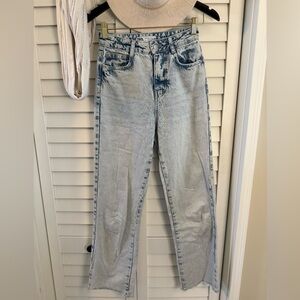 💙 Zara Women's Straight Leg Acid Wash Light Blur Jeans Size 0